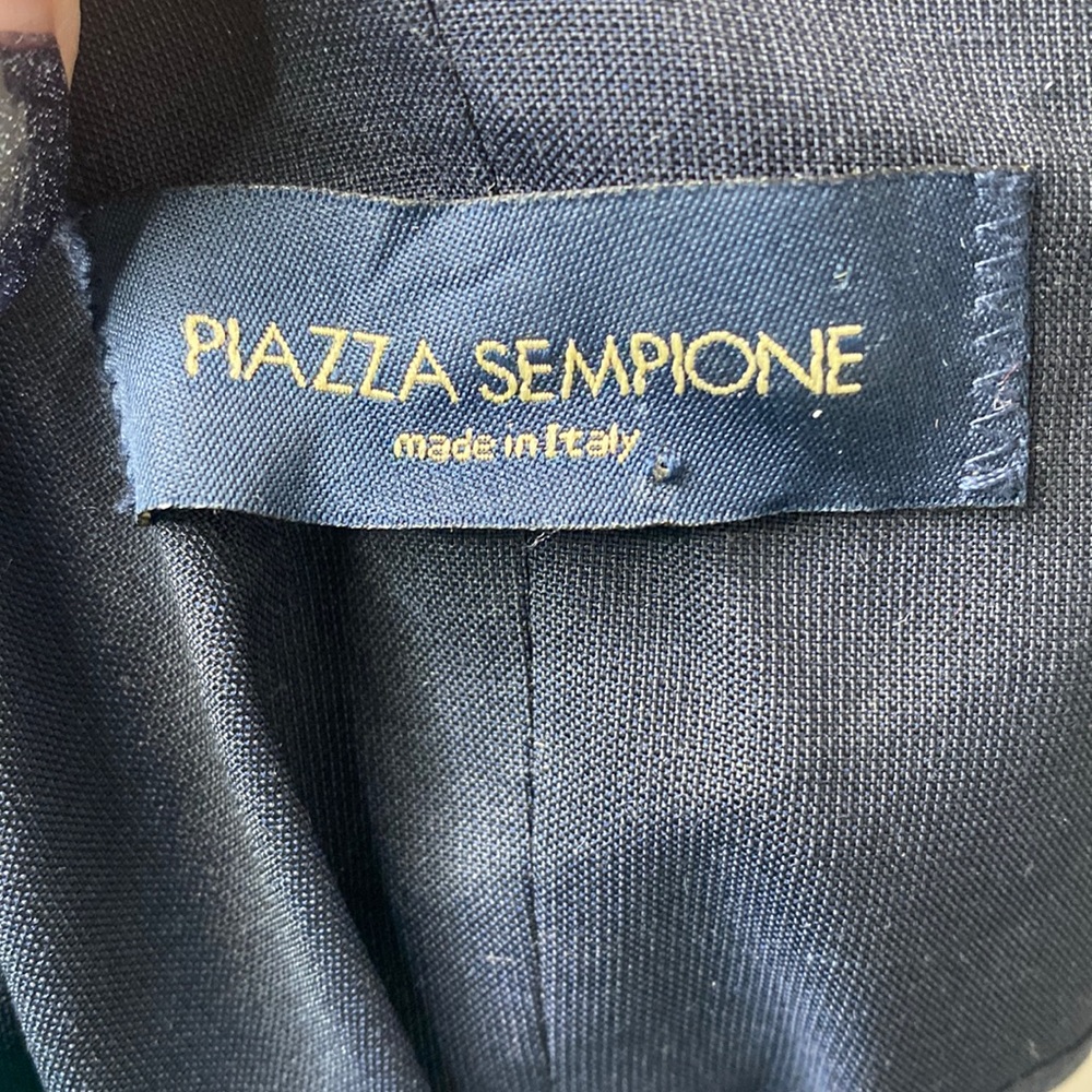 PIAZZA SEMPIONE Navy Silk V-Neck Knee-Length Dress Size 44it 8US - Picture 12 of 14